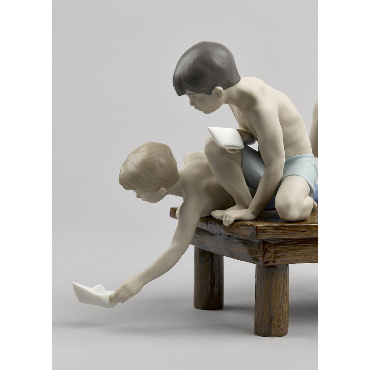 Lladró Figurina Bimbi Barchette di Carta 23x36cm Porcellana