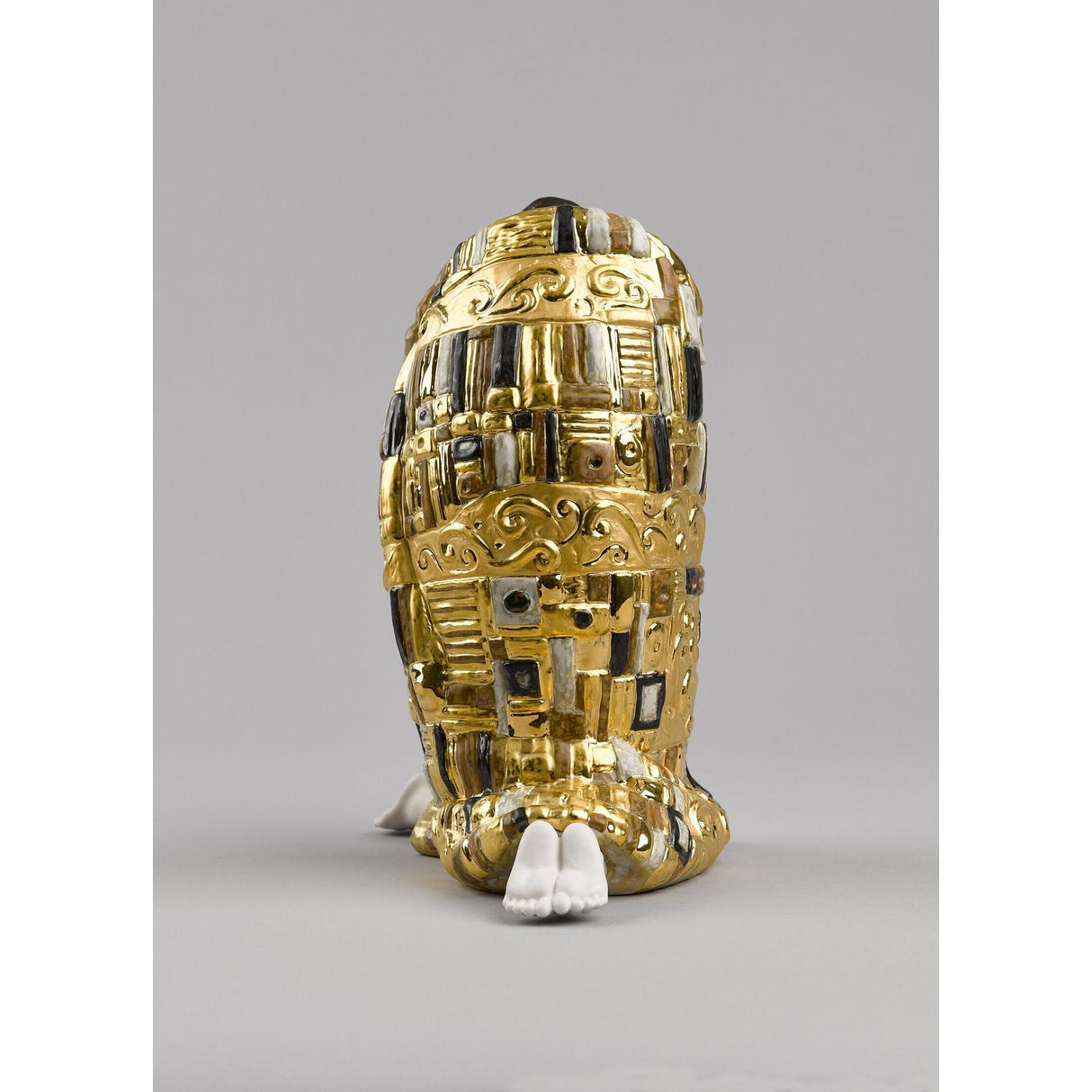 Lladró Scultura Coppia Il Bacio di Klimt Lustro Oro 33x31cm Porcellana