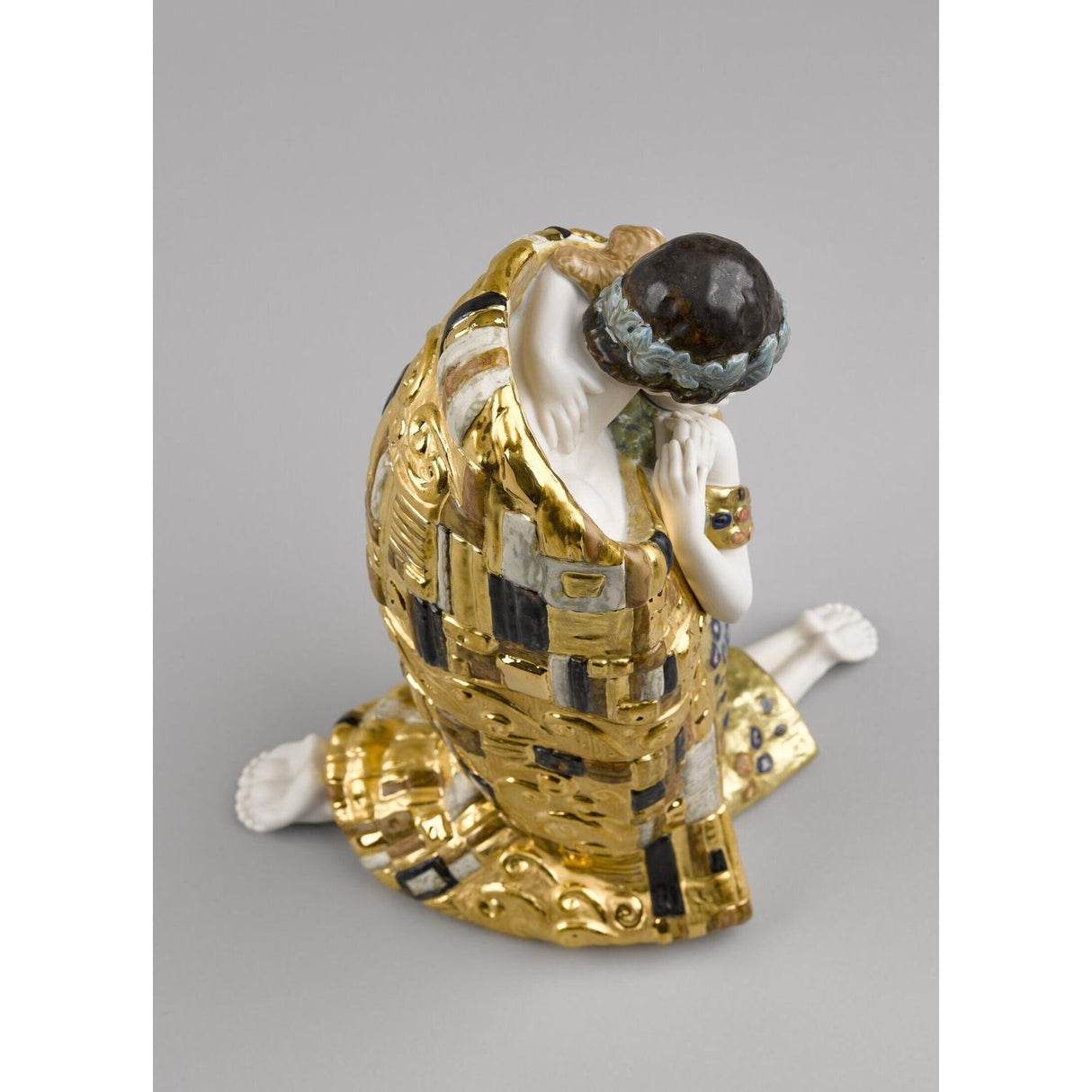 Lladró Scultura Coppia Il Bacio di Klimt Lustro Oro 33x31cm Porcellana