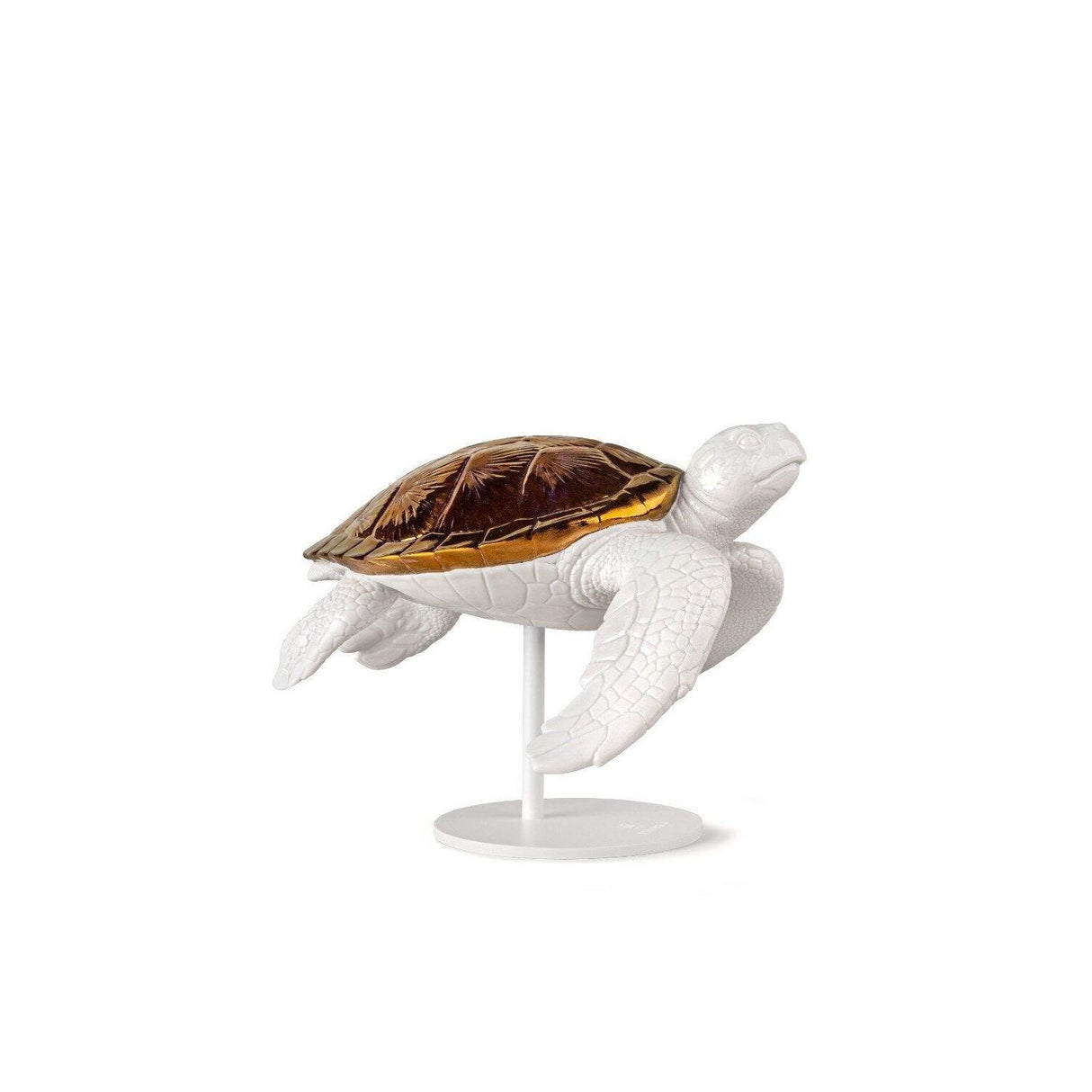 LLADRO' Scultura Coppia di Tartarughe Marine Bianco Rame 20x57cm Porcellana