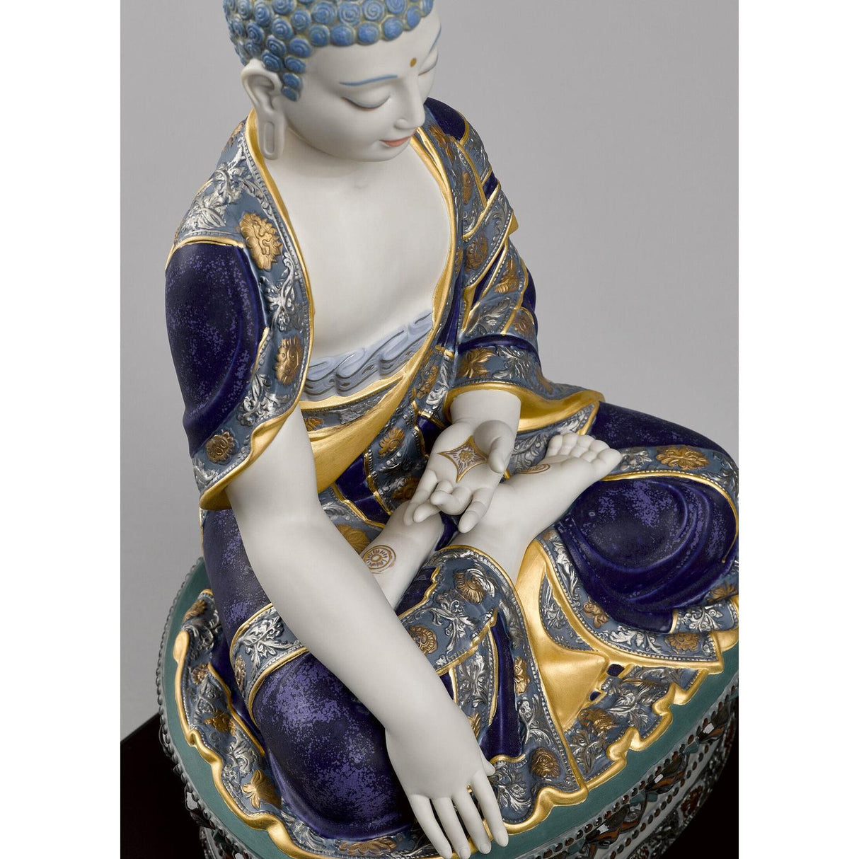 LLADRO' Scultura Budda Shakyamuni Lustro Oro Edizione Limitata 60x38cm Porcellana
