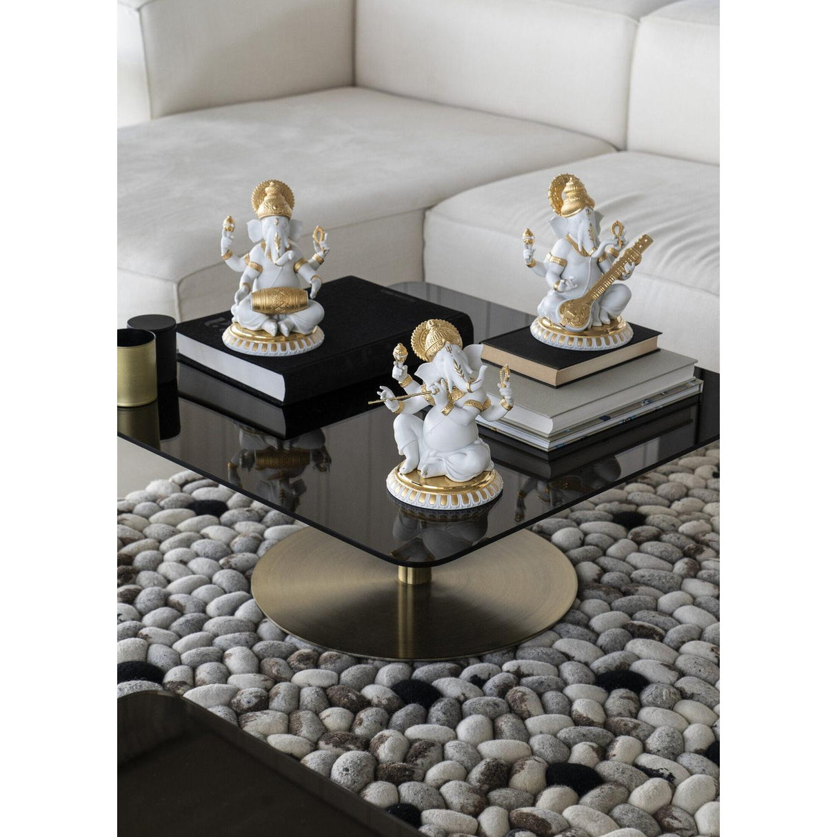 Lladró Figurina Ganesha con Mridangam Lustro Oro 23x18cm Porcellana