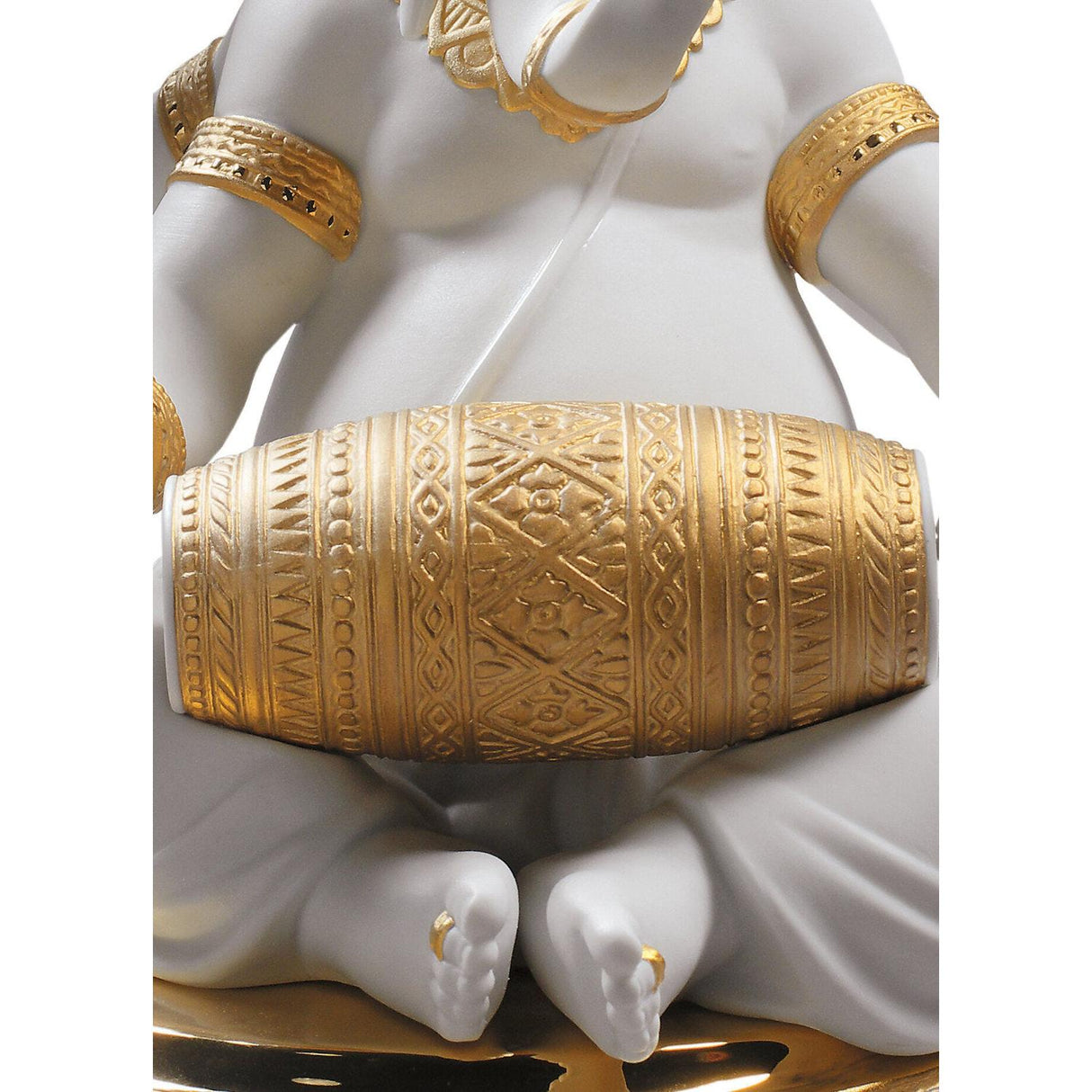 Lladró Figurina Ganesha con Mridangam Lustro Oro 23x18cm Porcellana