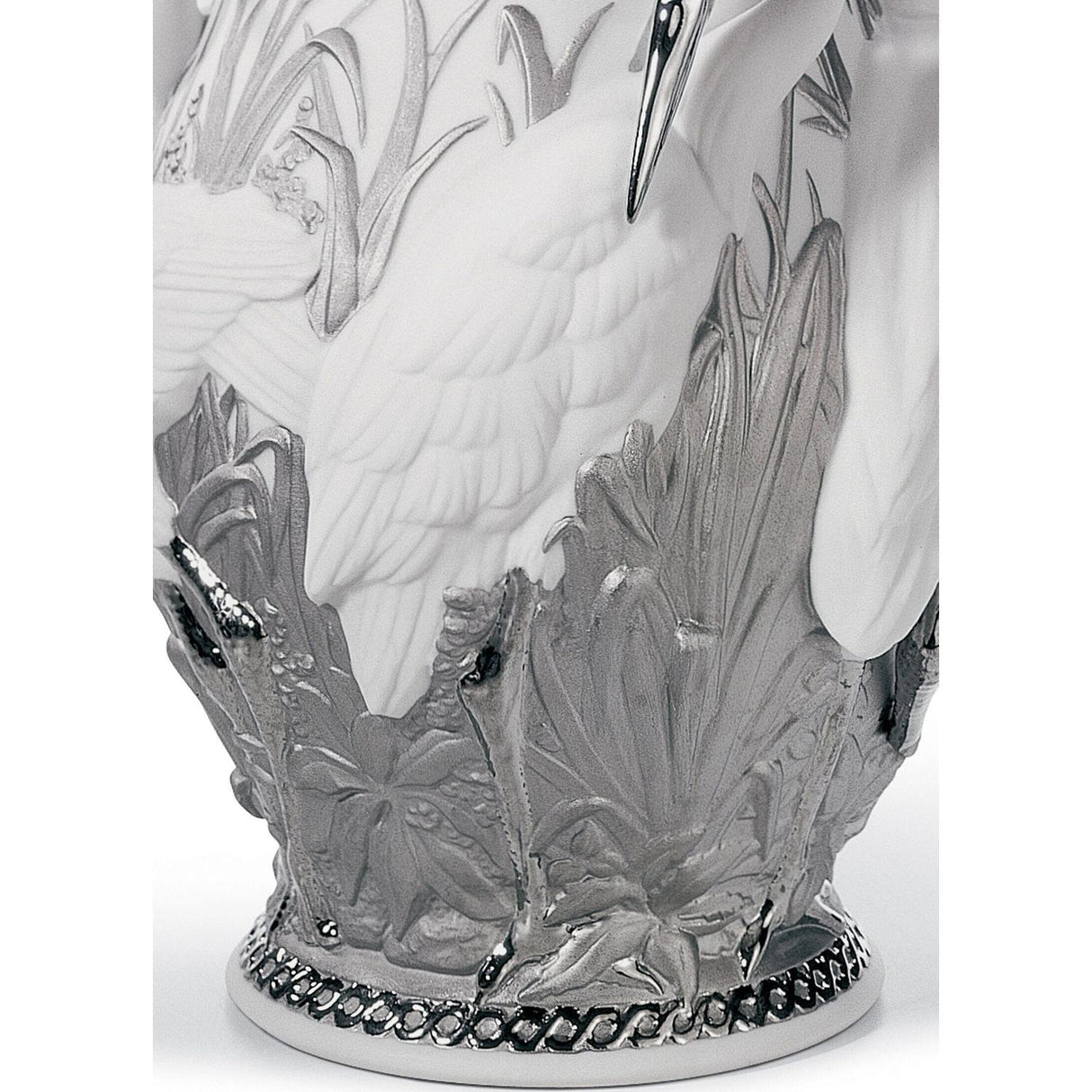 LLADRO' Vaso Aironi Cinerini Lustro Argento 35x17cm Porcellana