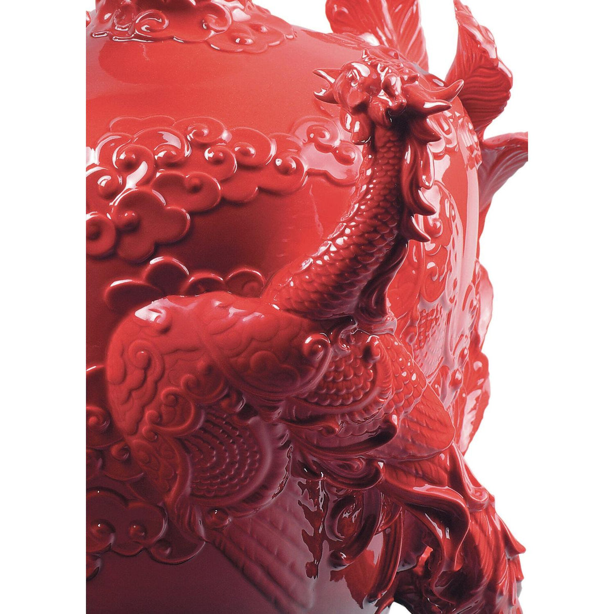 LLADRO' Vaso la Fenice e Il Drago 32x28cm Porcellana