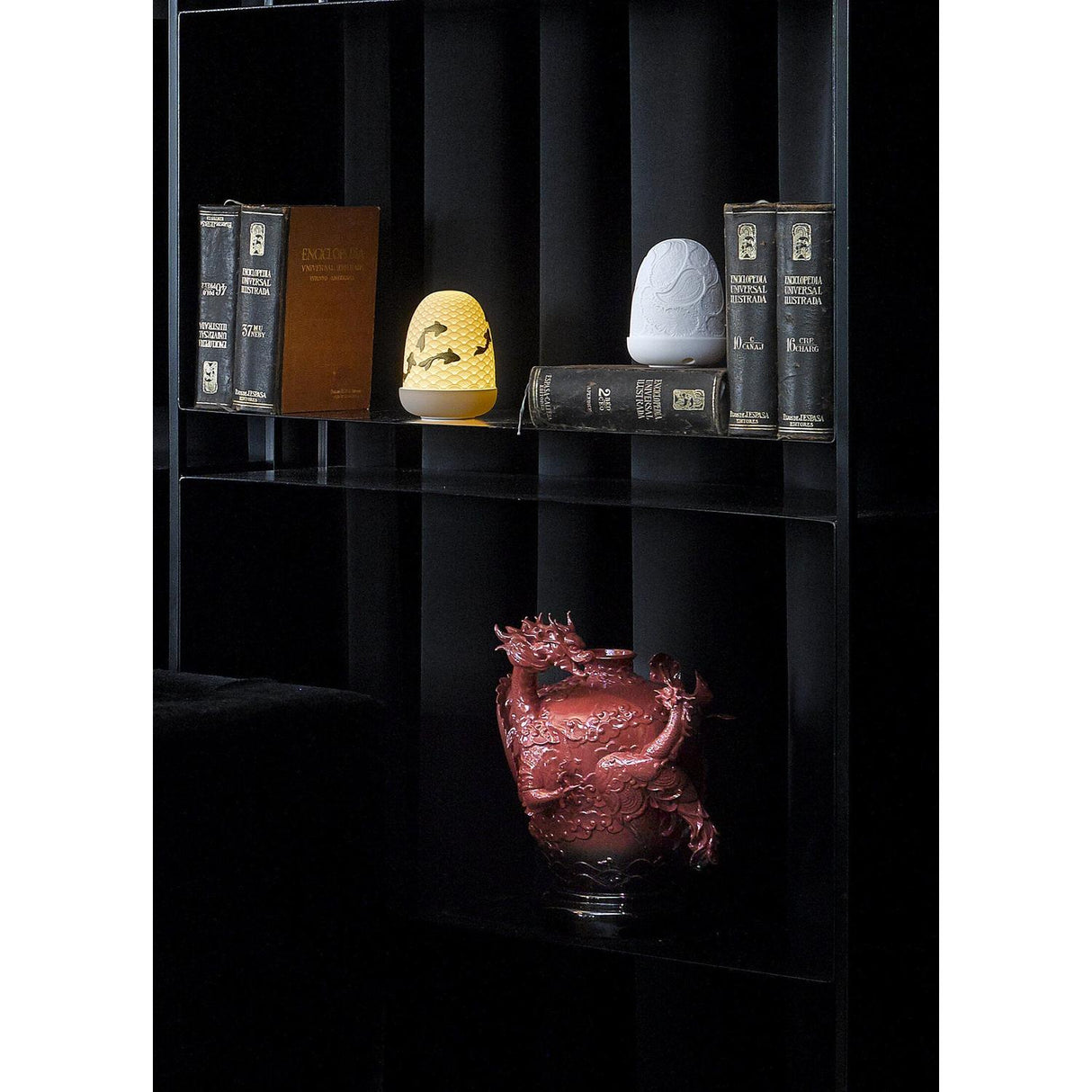 LLADRO' Vaso la Fenice e Il Drago 32x28cm Porcellana