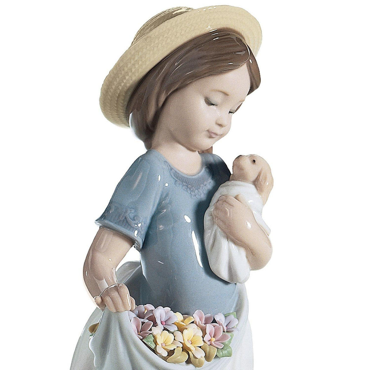 LLADRO' Figurina Bimba Coccole in Giardino 22x12cm Porcellana