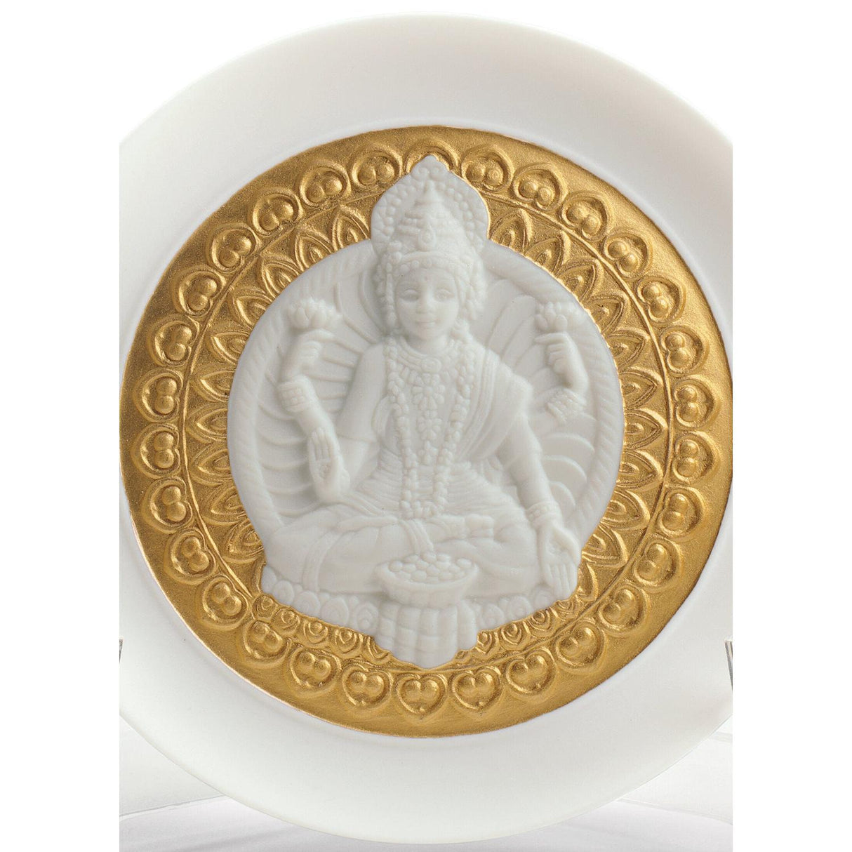 LLADRO' Piatto Decorativo Dea Lakshmi Lustro Oro 10x10cm Porcellana