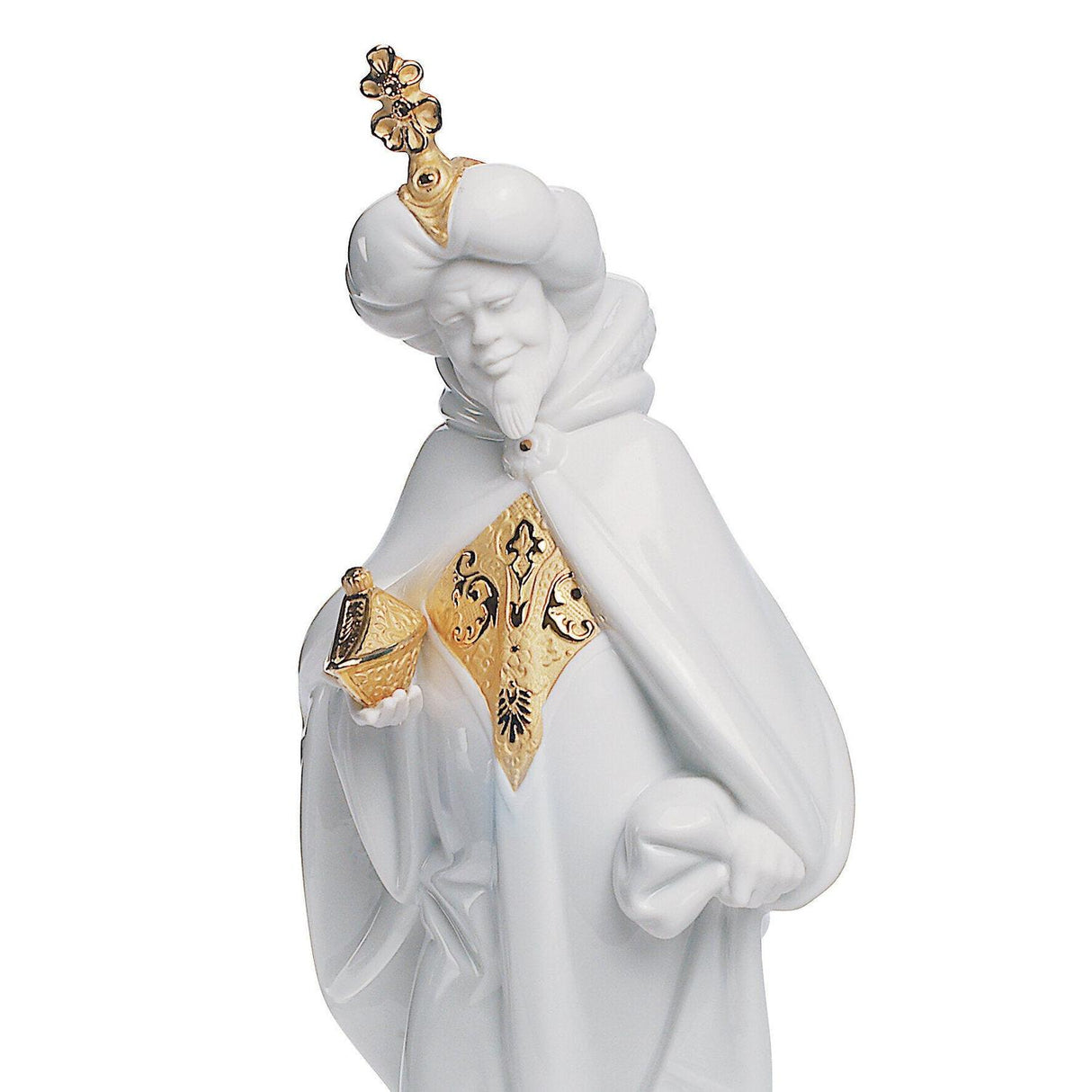 LLADRO' Figurina Natività Re Baldassarre Lustro Oro 33x15cm Porcellana