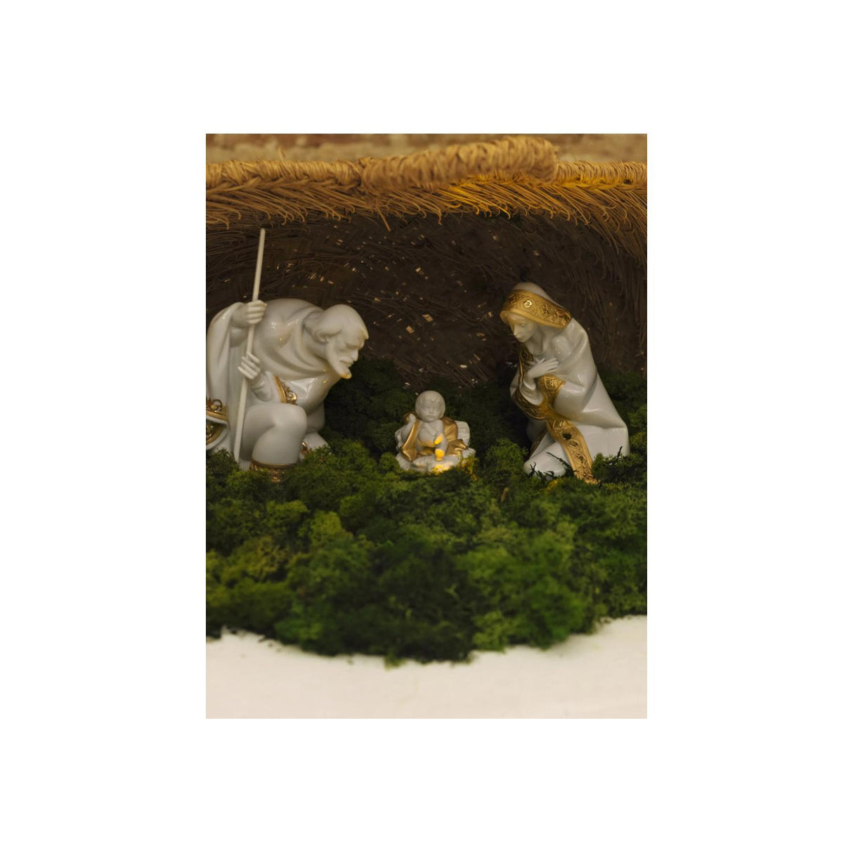 Lladró Figurina Natività Bianco Natale Lustro Oro 22x44cm Porcellana