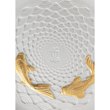 Lladró Piatto Koi Dorato Lucido 2x14cm Porcellana