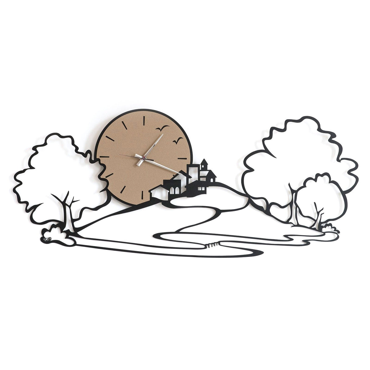 ARTI & MESTIERI Orologio da Parete Particolare Paesaggio Nero