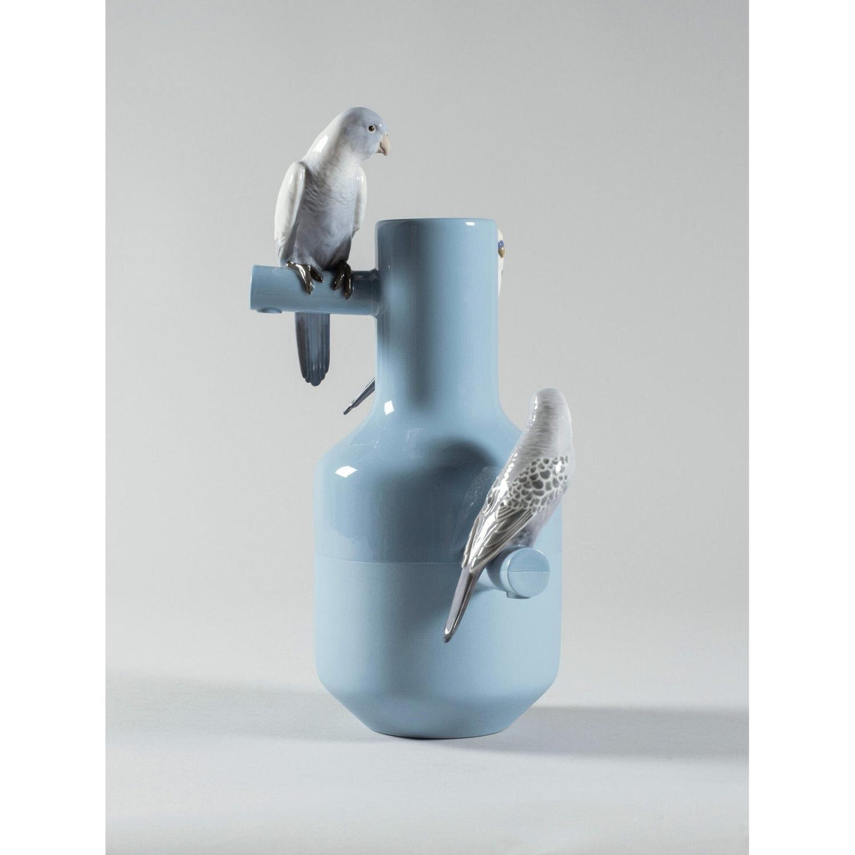 LLADRO' Vaso Parrot Parade Turchese 41x25cm Porcellana