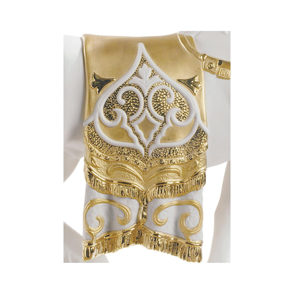 Lladró Scultura Cavallo Cortigiano Lustro Oro 42x40cm Porcellana