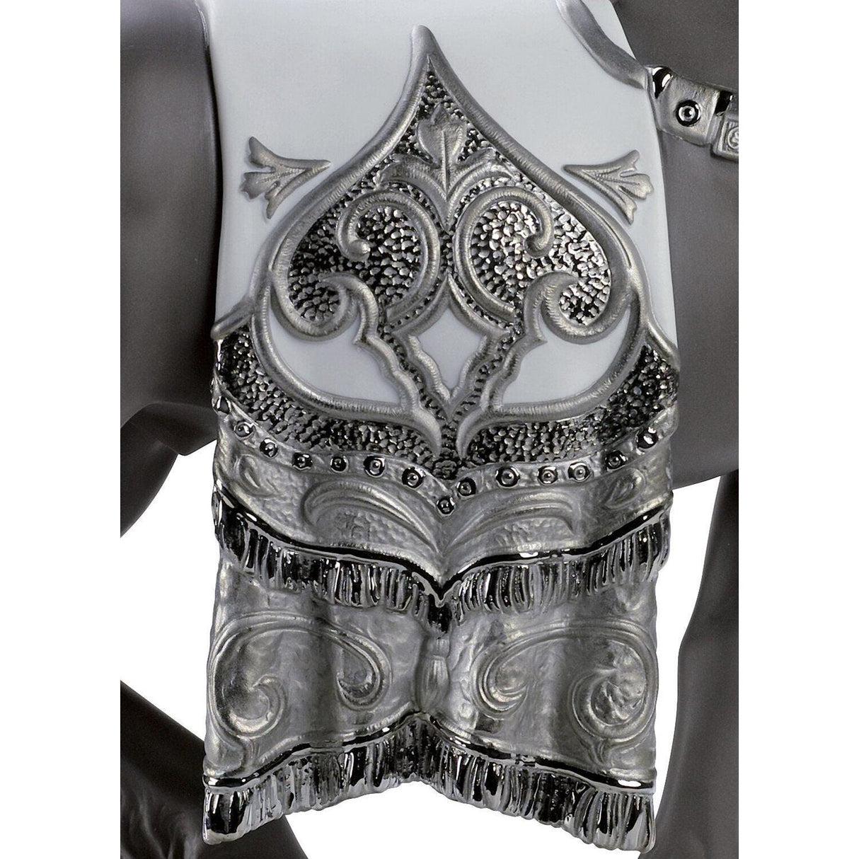 Lladró Scultura Cavallo Cortigiano Lustro Argento 42x40cm Porcellana