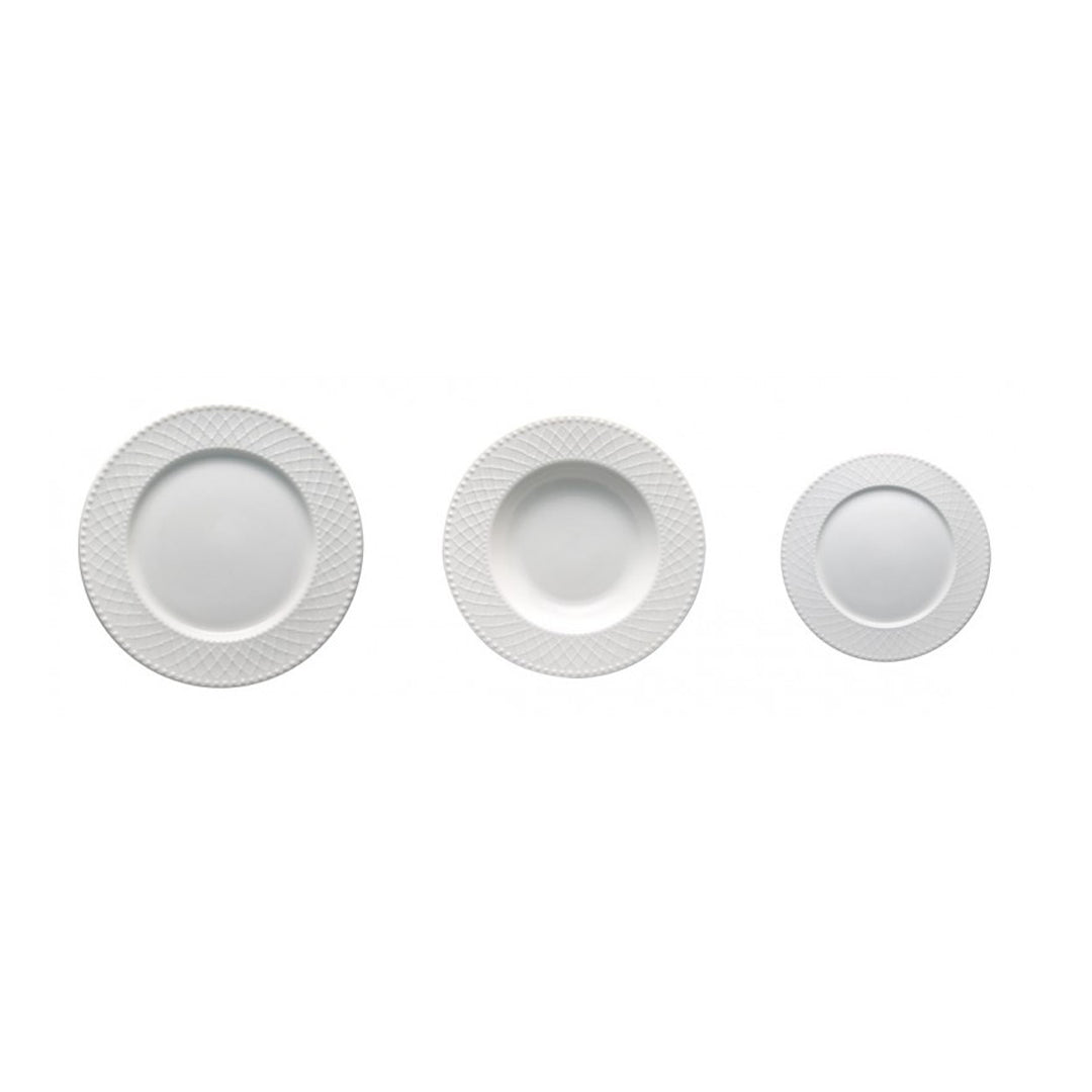 BRANDANI Burlesque Servizio Tavola Piatti Set 18 Pezzi Bianco Porcellana