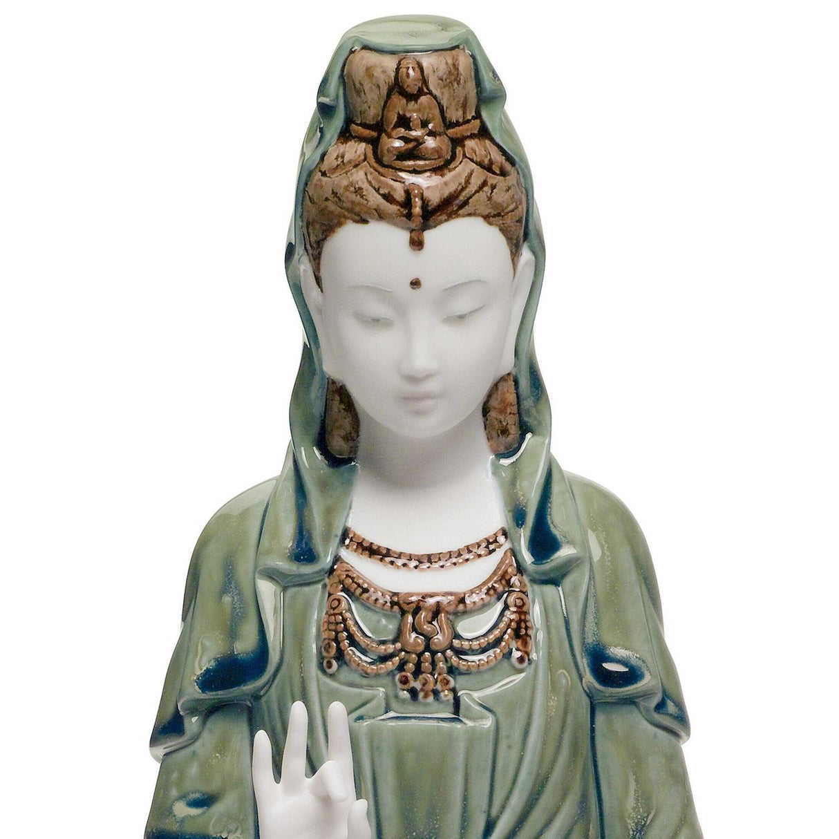 Lladró Figurina Kwan Yin Verde 33x18cm Porcellana