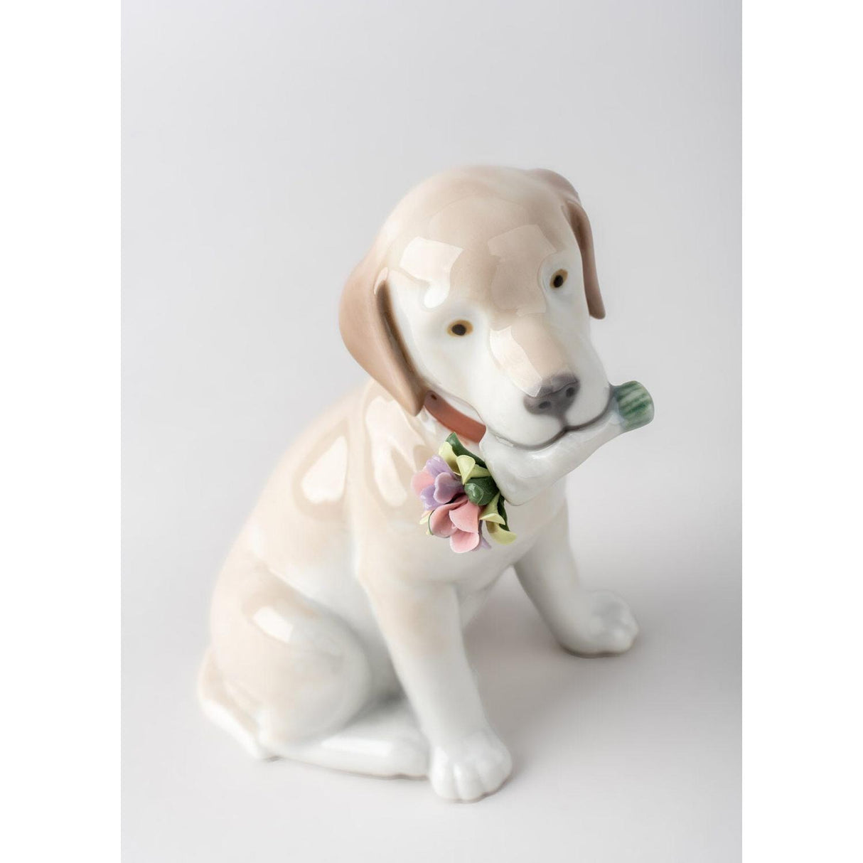 Lladró Figurina Cane Questi Fiori Sono per Te 12x7cm Porcellana