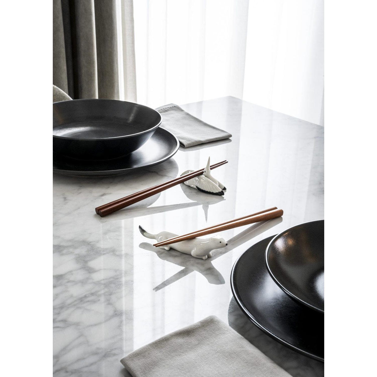 Lladró Set di Bacchette Ermellino e Gru 6x23cm Porcellana