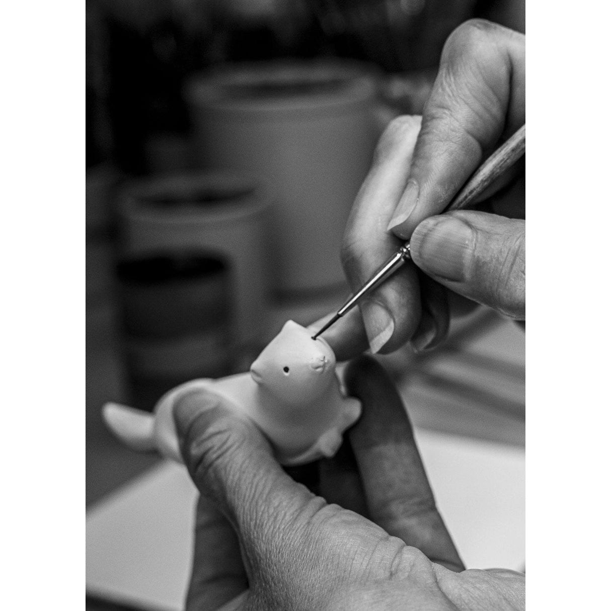 Lladró Set di Bacchette Ermellino e Gru 6x23cm Porcellana