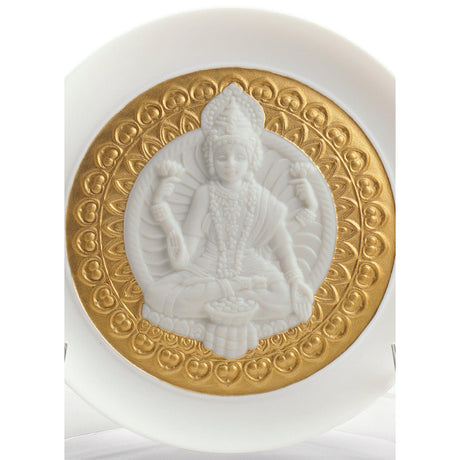 Lladró Set Piatti Decorativi Dea Lakshmi e Lord Ganesha Lustro Oro 10x21cm Porcellana
