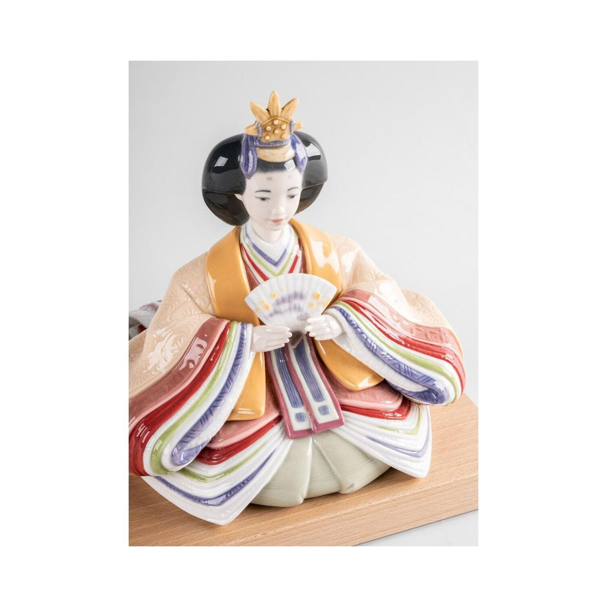 Lladró Scultura Hina Dolls Verde Giallo Serie Limitata 25x41cm Porcellana