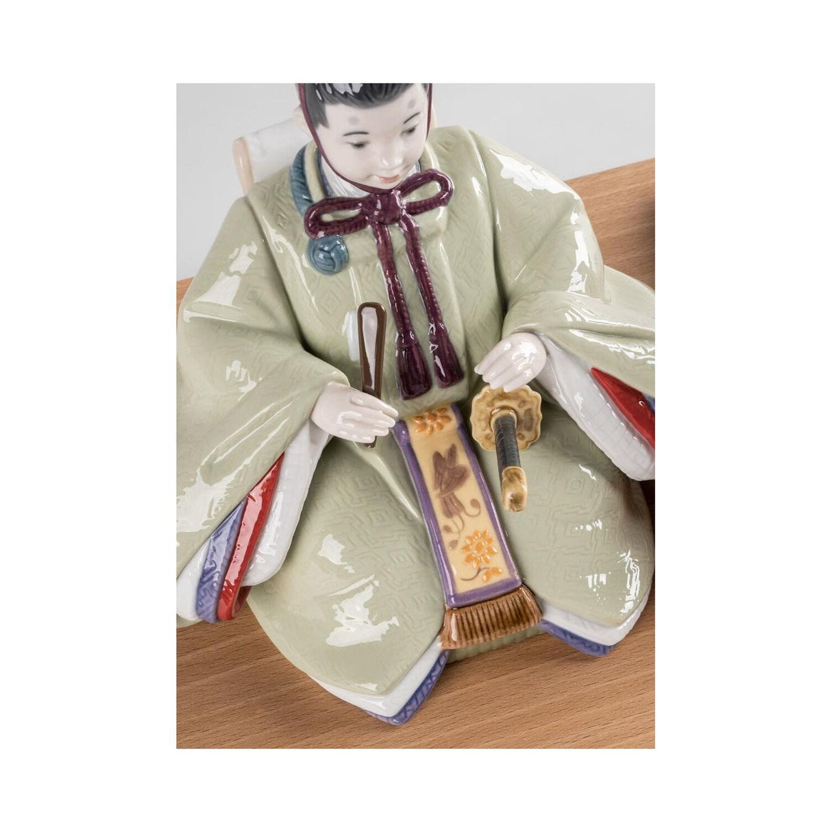 Lladró Scultura Hina Dolls Verde Giallo Serie Limitata 25x41cm Porcellana