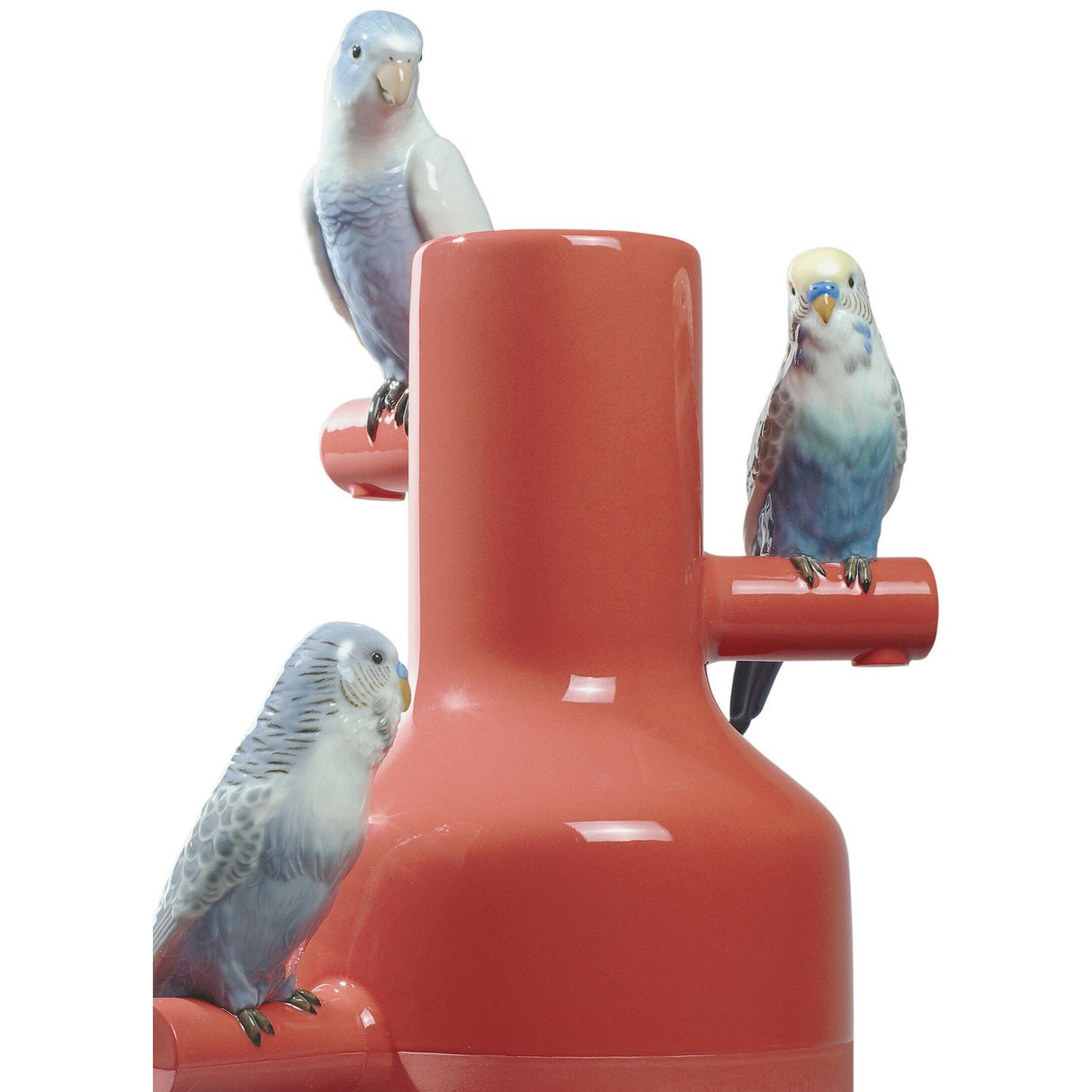 LLADRO' Vaso Parrot Parade Rosso Corallo 41x25cm Porcellana