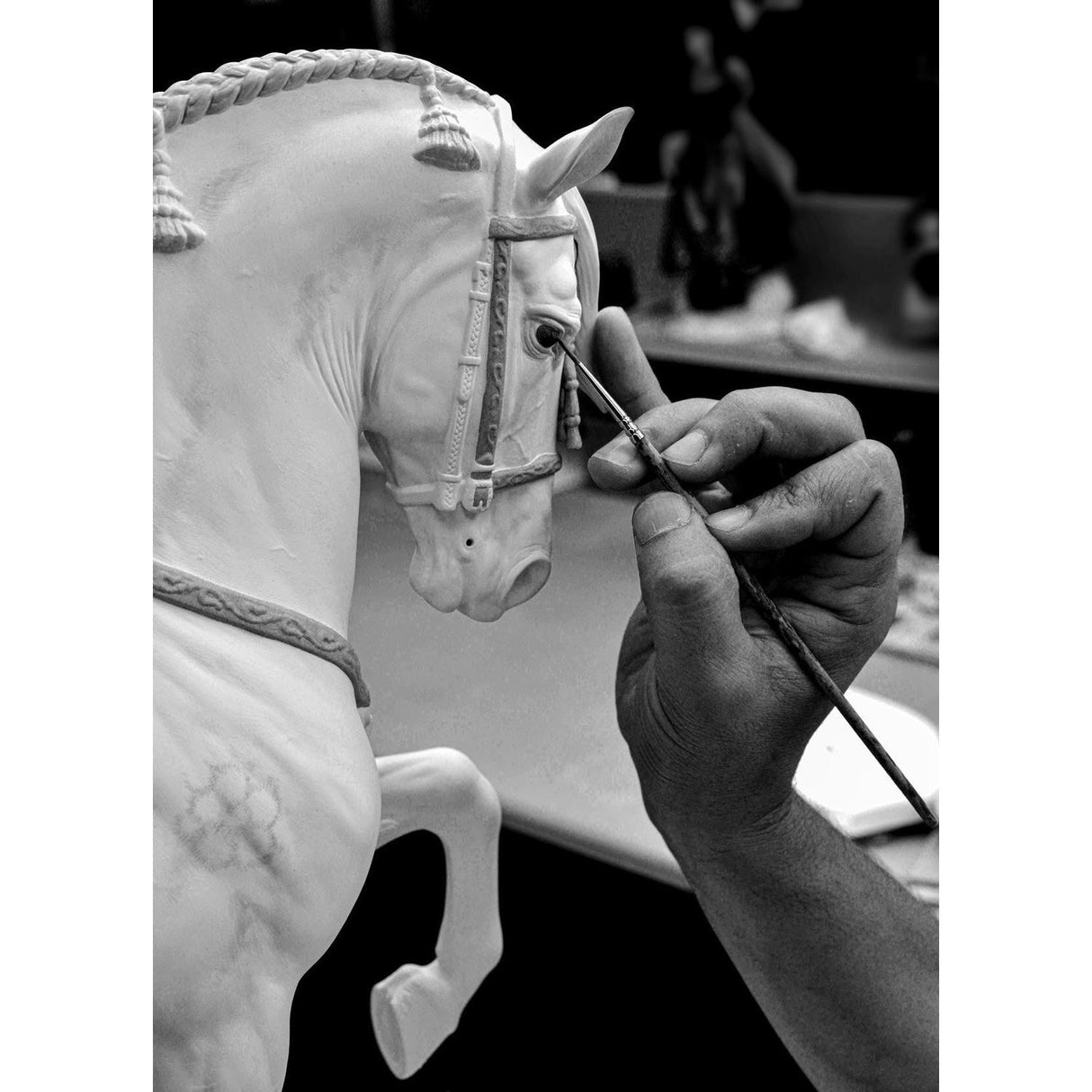 Lladró Scultura Pura Razza Spagnolo Cavallo Edizione Limitata 44x50cm Porcellana