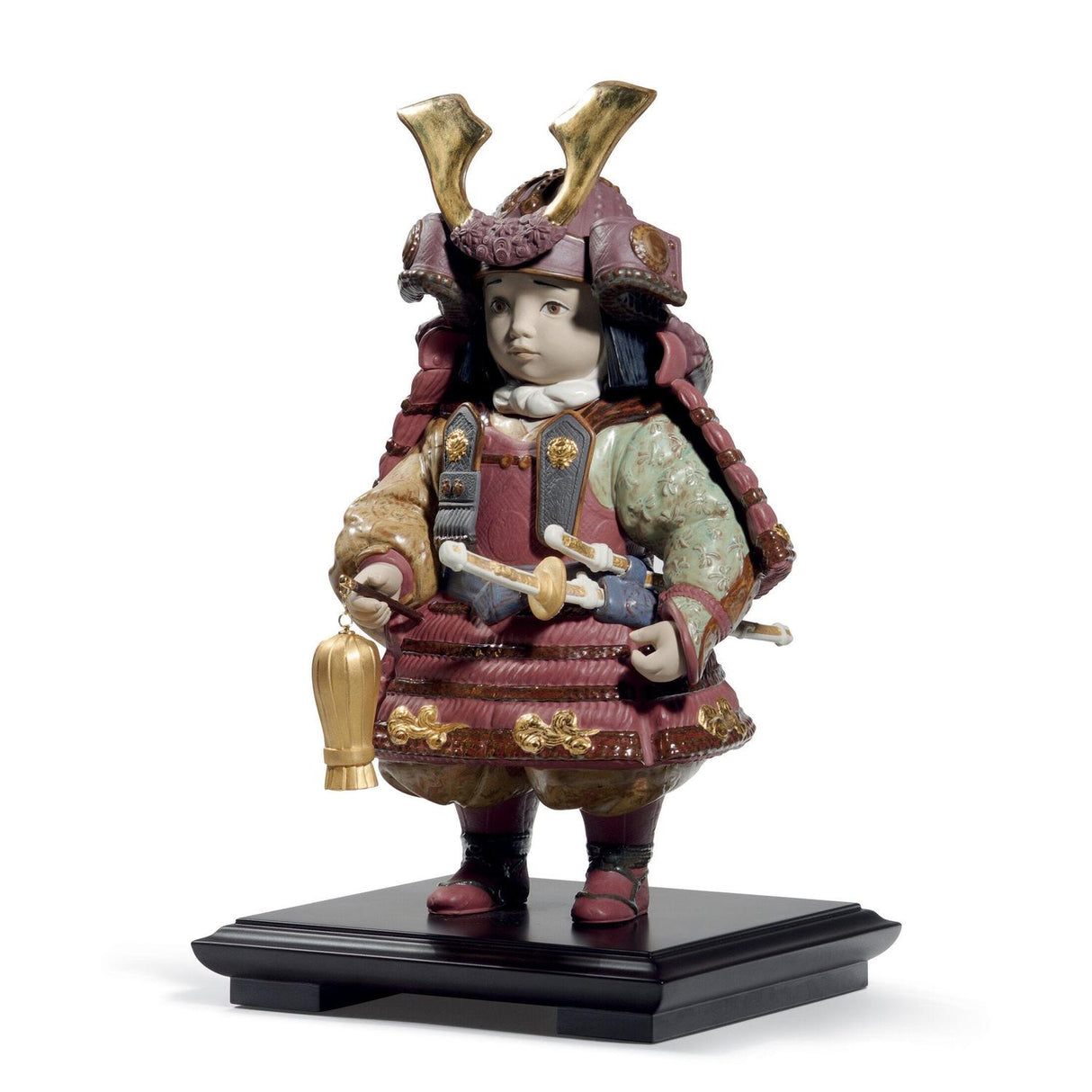 Lladró Figurina Bambino Samurai Lustro Oro Edizione Limitata 35x21cm Porcellana