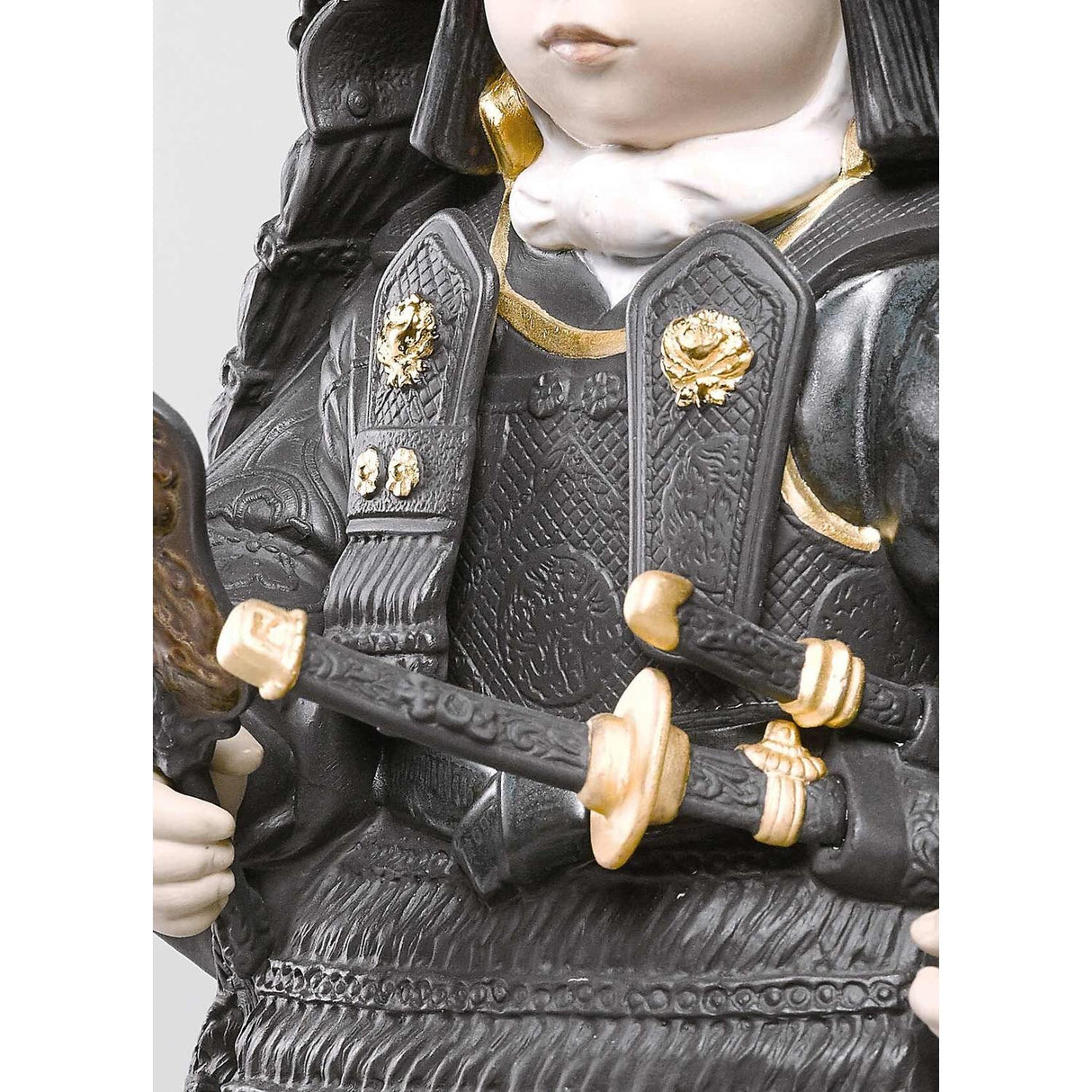 Lladró Figurina Bambino Samurai Lustro Oro 36x20cm Porcellana