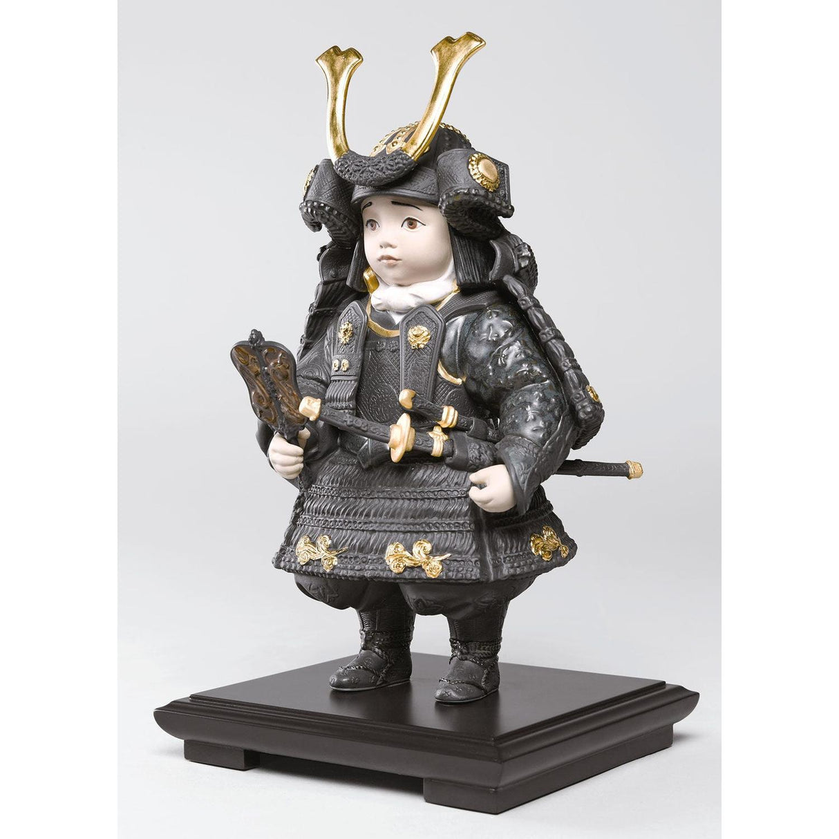 Lladró Figurina Bambino Samurai Lustro Oro 36x20cm Porcellana