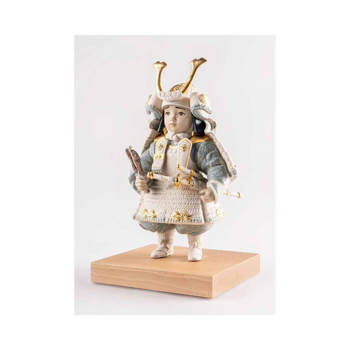 Lladró Scultura Bambino Samurai Bianco Serie Limitata 36x21cm Porcellana