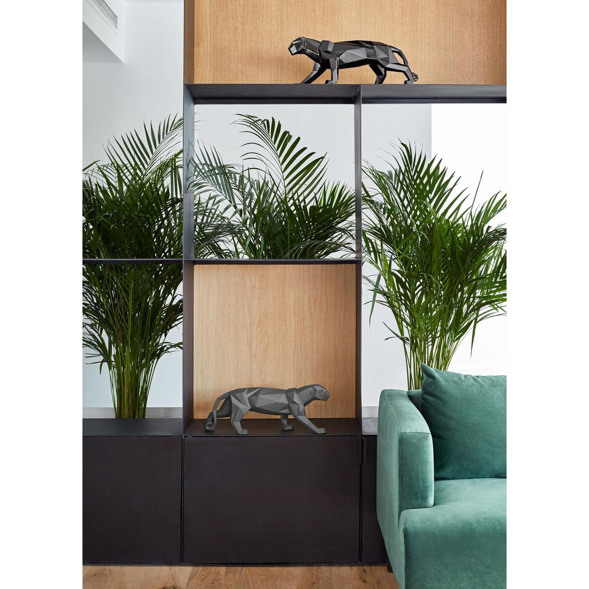 Lladró Scultura Pantera Nero Glassare 19x50cm Porcellana