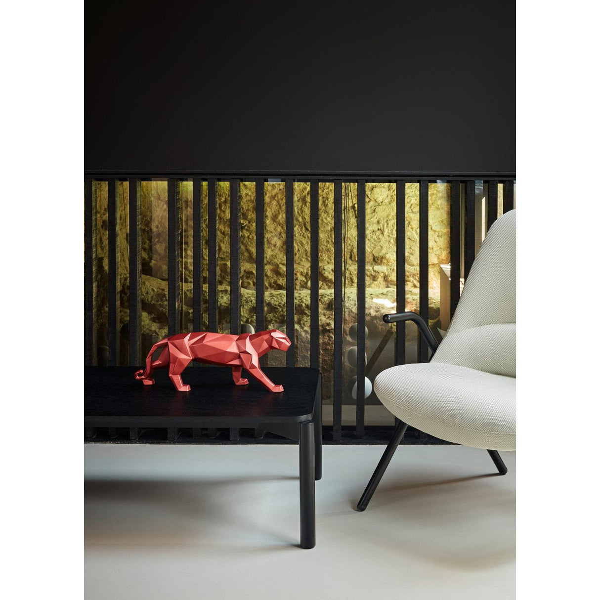 Lladró Scultura Pantera Rosso Metallizzato 19x50cm Porcellana