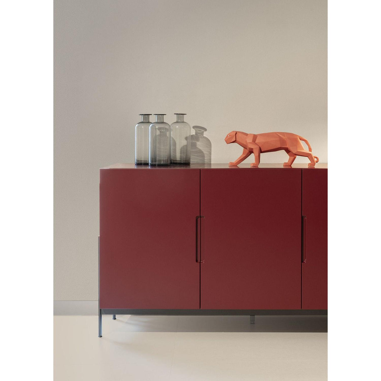 Lladró Scultura Pantera Corallo Opaco 19x50cm Porcellana