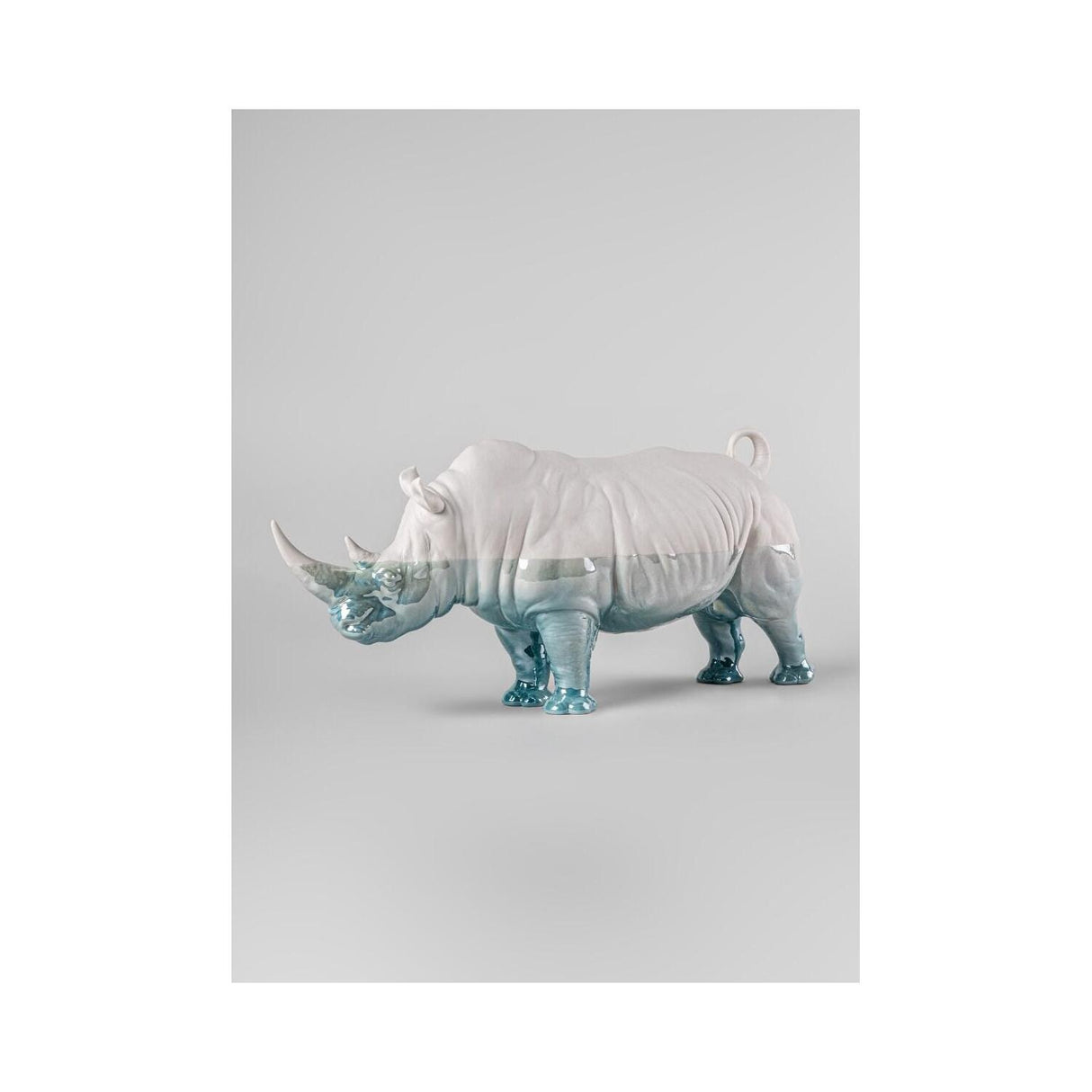 Lladró Figurina Scultura Rinoceronte Underwater 22x45cm Porcellana