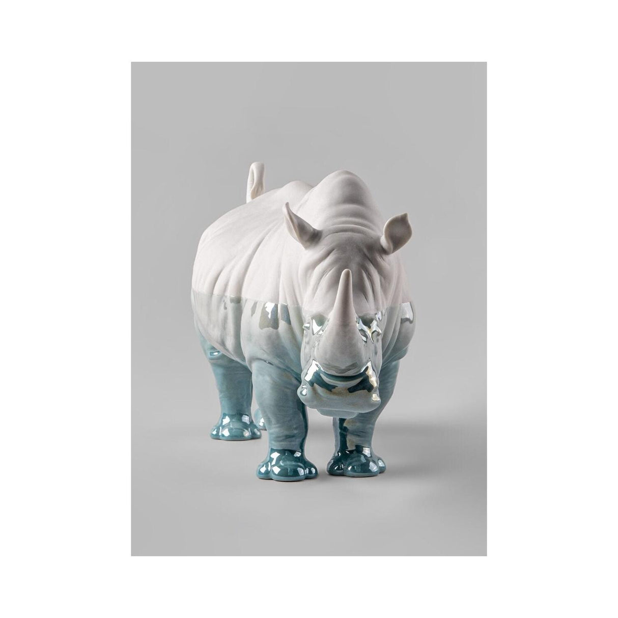 Lladró Figurina Scultura Rinoceronte Underwater 22x45cm Porcellana