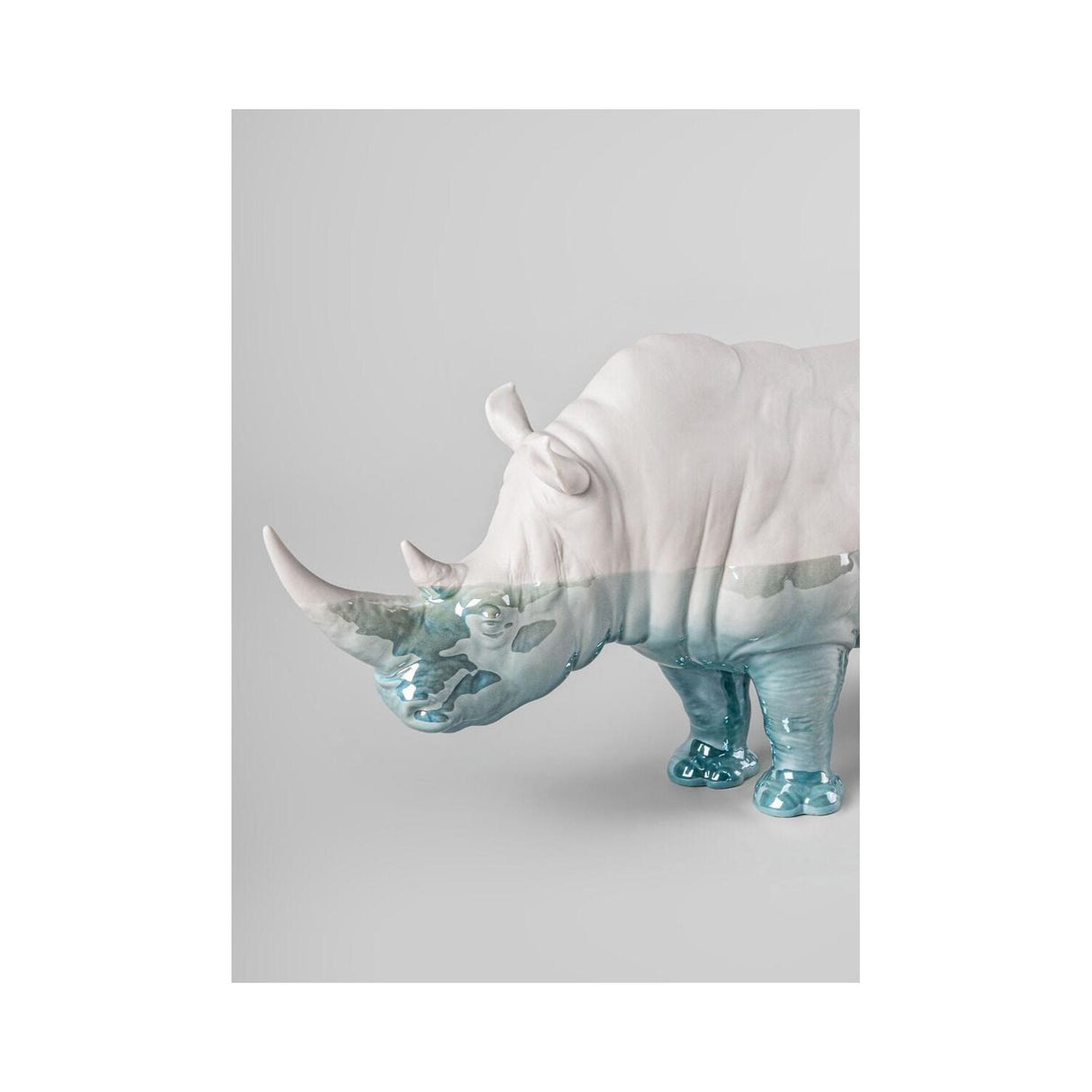 Lladró Figurina Scultura Rinoceronte Underwater 22x45cm Porcellana