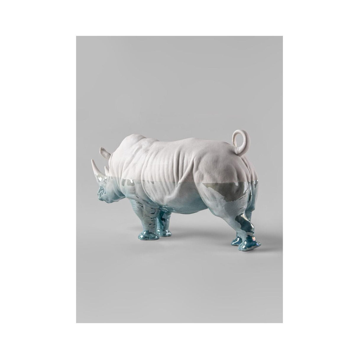 Lladró Figurina Scultura Rinoceronte Underwater 22x45cm Porcellana
