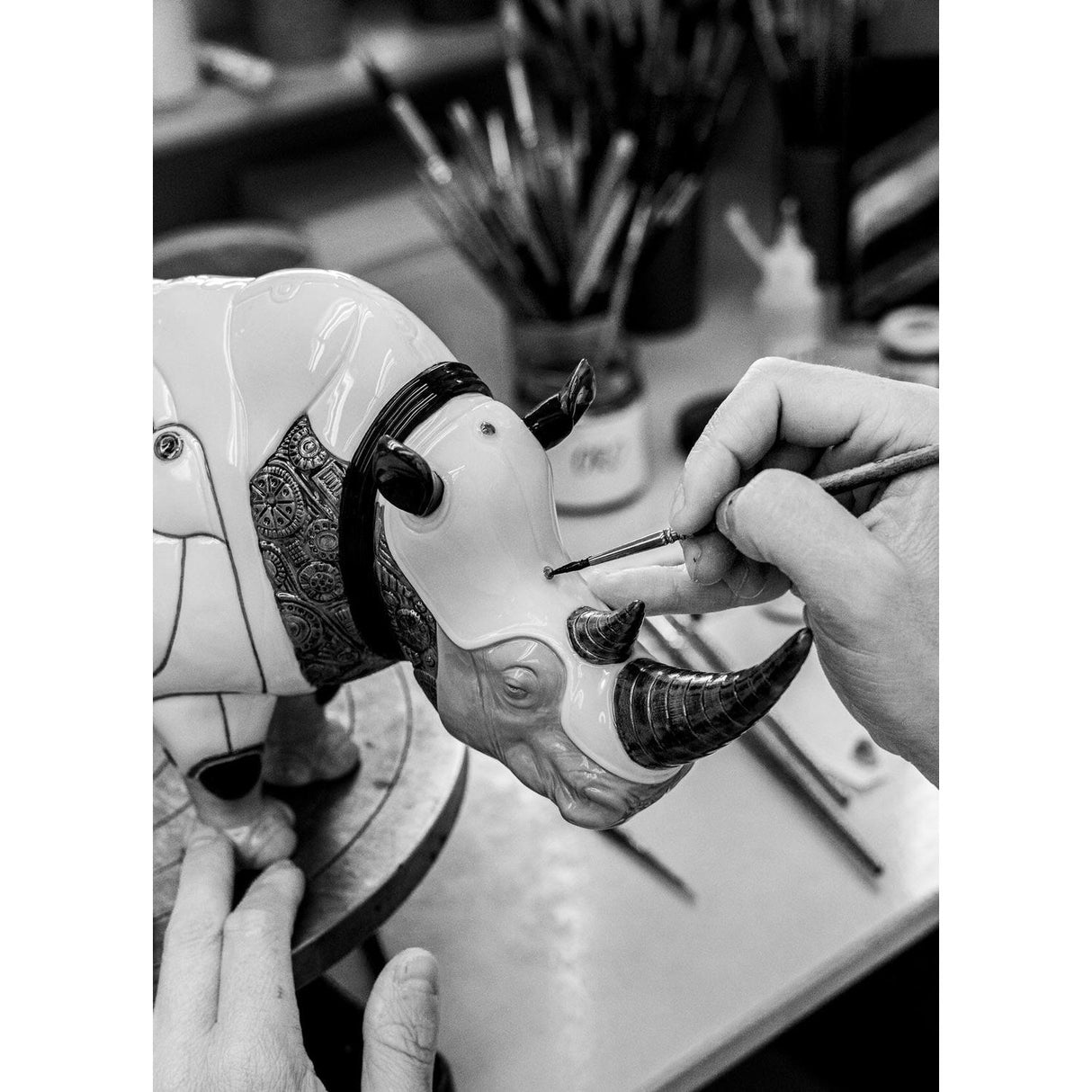 LLADRO' Scultura Rinoceronte Cyborg 22x45cm Porcellana