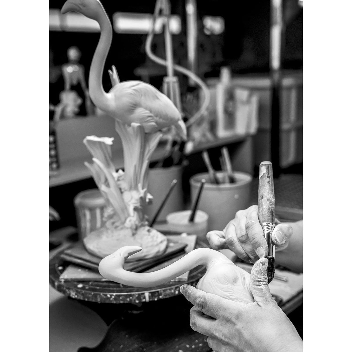 Lladró Scultura Fenicotteri Rosa 33x15cm Porcellana