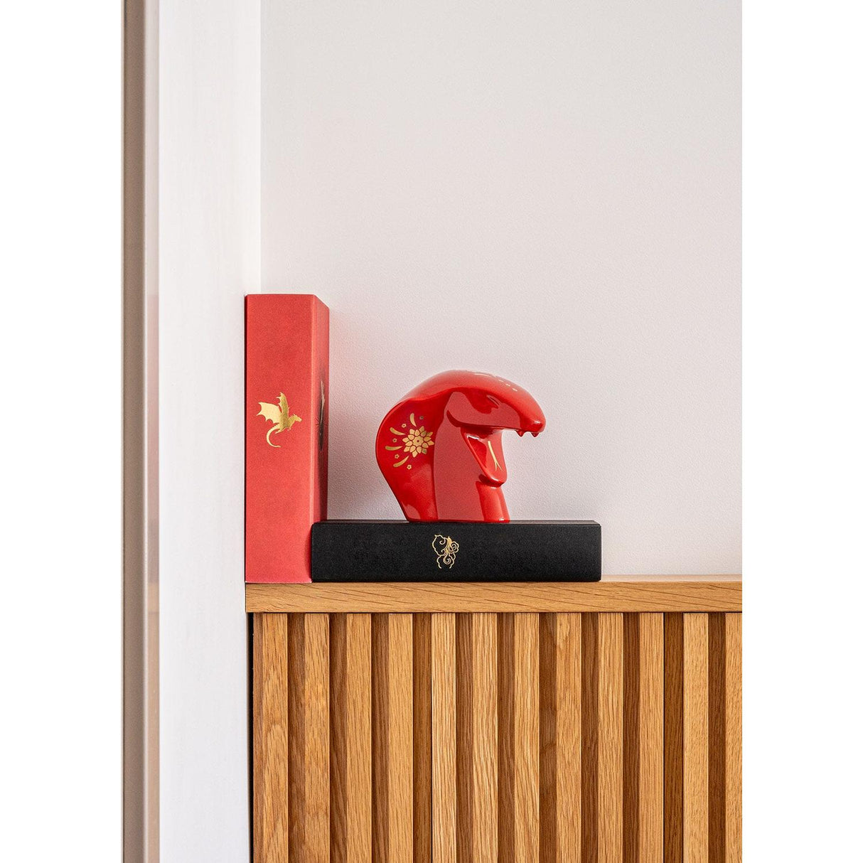 Lladró Scultura Il Serpente Rosso Oro 13x15cm Porcellana