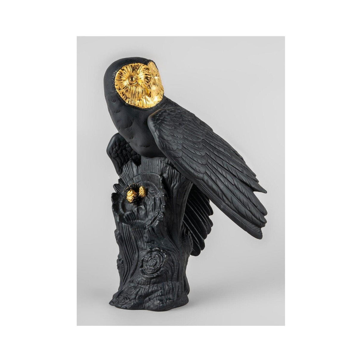 Lladró Scultura Gufo Nero Oro Serie Limitata 41x25cm Porcellana