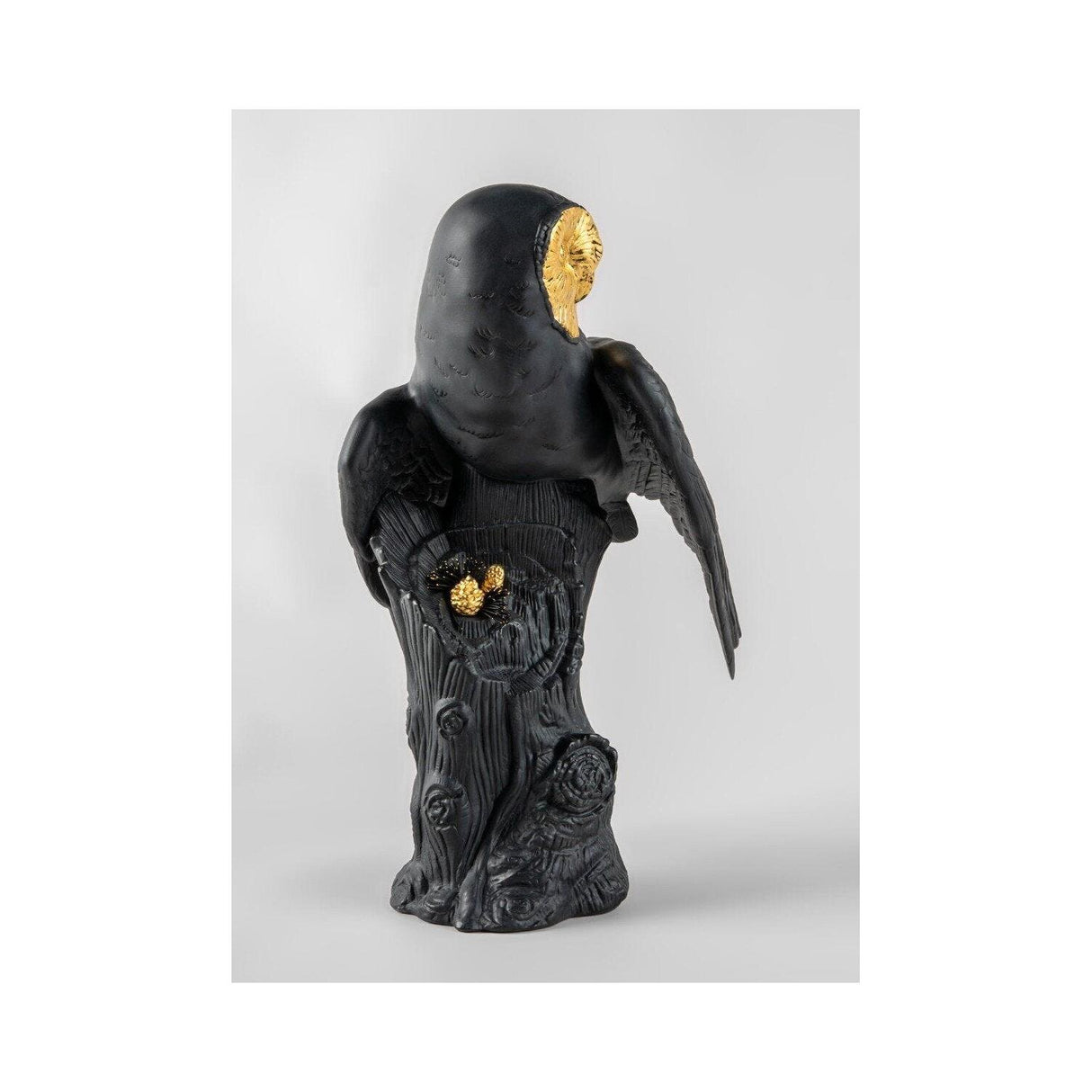 Lladró Scultura Gufo Nero Oro Serie Limitata 41x25cm Porcellana