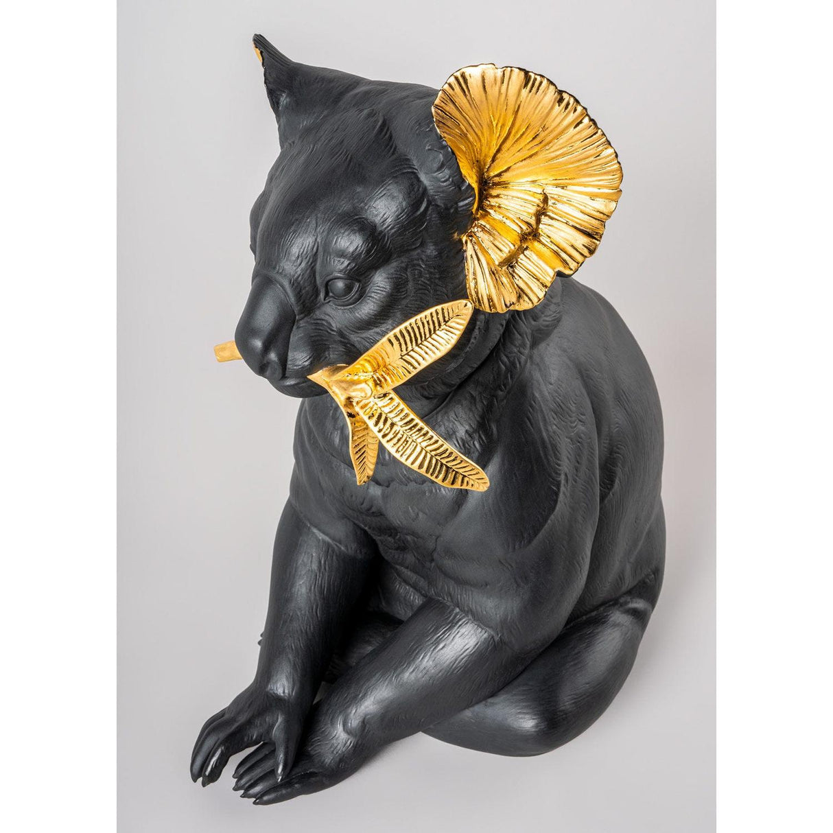 Lladró Scultura Koala Nero Oro Serie Limitata 34x21cm Porcellana
