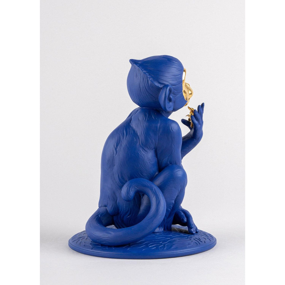 Lladró Scultura Piccola Scimmia Blu Oro Serie Limitata 23x17cm Porcellana
