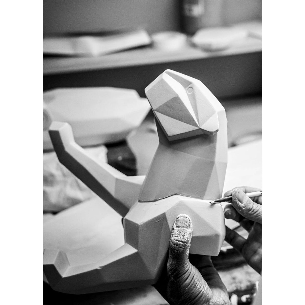 Lladró Scultura Pantera Azzurro Opaco 19x50cm Porcellana