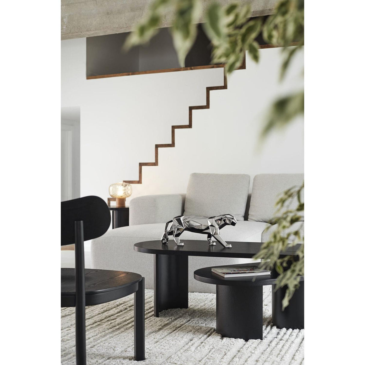 Lladró Scultura Pantera Argento 19x50cm Porcellana