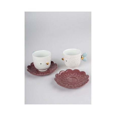 Lladró Set 2 Tazze con Piatto Kawki 8x25cm Porcellana